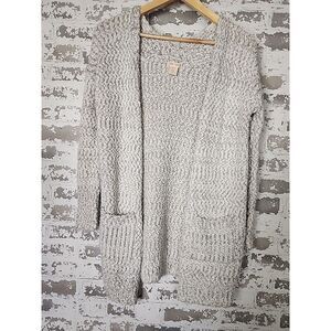 Anthropologie For Thee Cardigan Size XS Gray Fuzzy‎ Soft Cozy Sweater Pockets OS